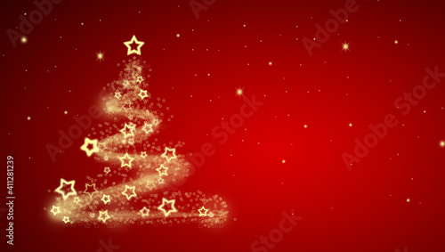 Red christmas background illustration - tree