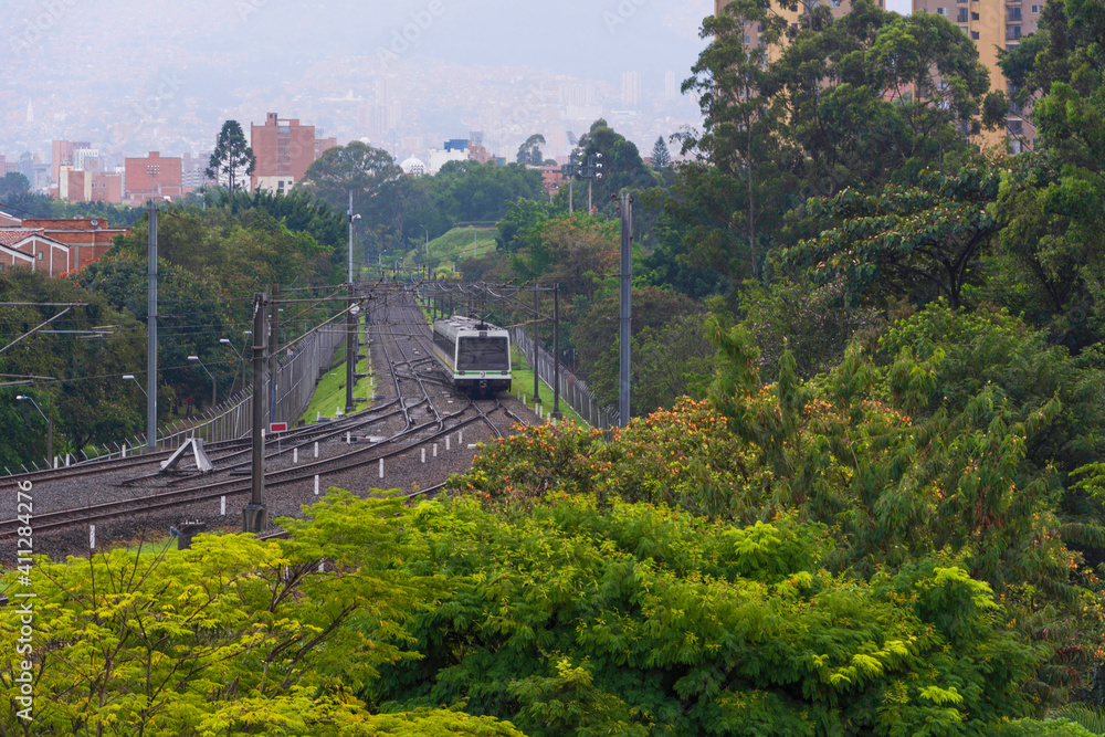 Medellín, Antioquia, Colombia. February 25, 2019. The Medellín metro is a massive rapid transit system that serves the city