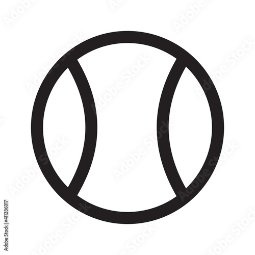 Tennis ball outline icon isolated on white background