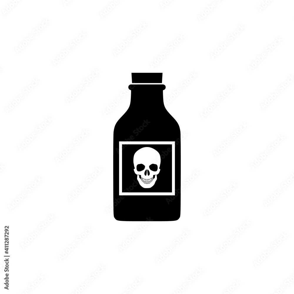 Flat poison bottle icon isolated on white background Flat poison bottle icon isolated on white background