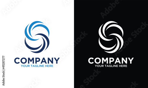 letter s vector logo design template, wave icon, spiral sign, curve symbol, vector illustration on a black and white background.