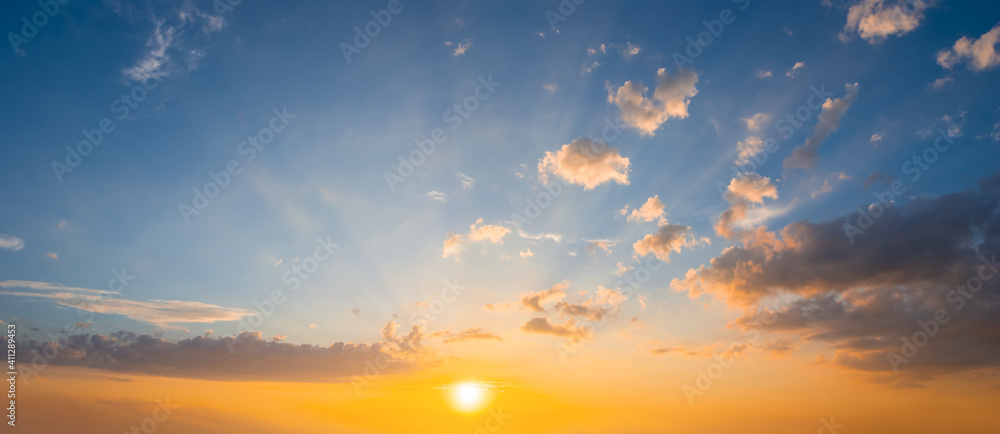 coludy sky at the sunset, dramatic evening sky background