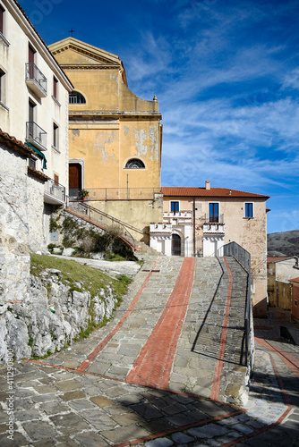 A small street between the old houses of  Montesano sulla marcellana, an village in the province of Salerno. photo