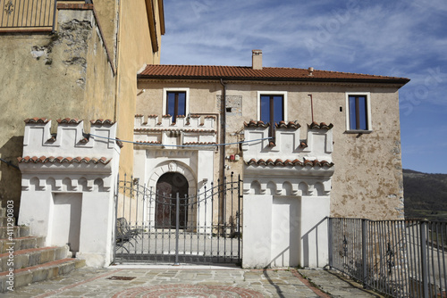 The facade and the entrance gate of an ancient noble palace in Montesano sulla Marcellana, an village in the province of Salerno. © Giambattista