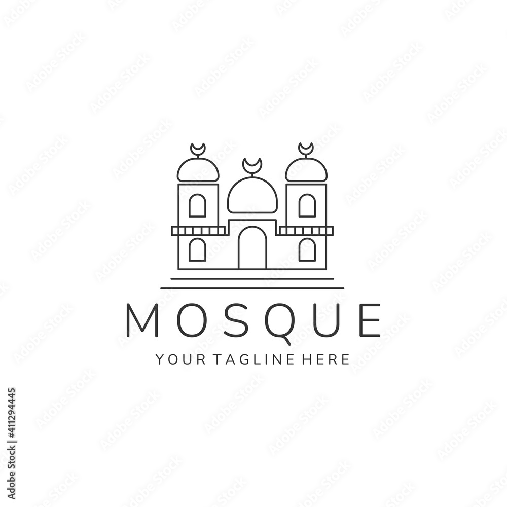 mosque line art logo vector template design