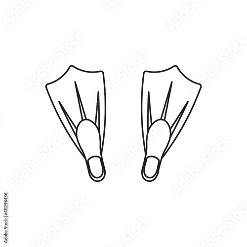 Swimming flippers icon. Diving fins. Vector. Line style.