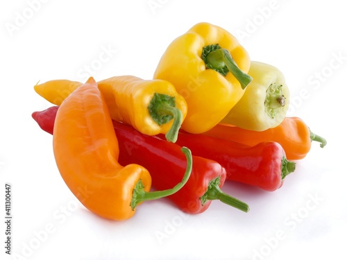 various multicolor fruits of sweet pepper vegetable close up photo