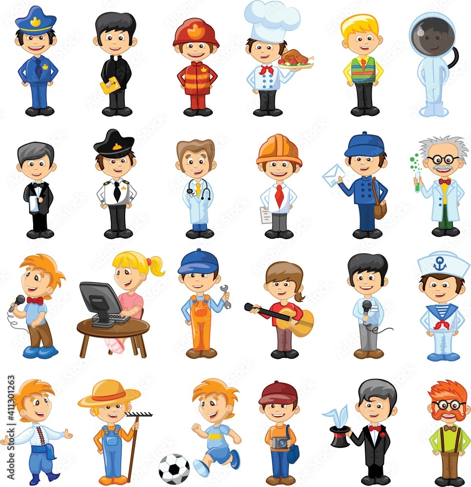 Cartoon vector characters of different professions