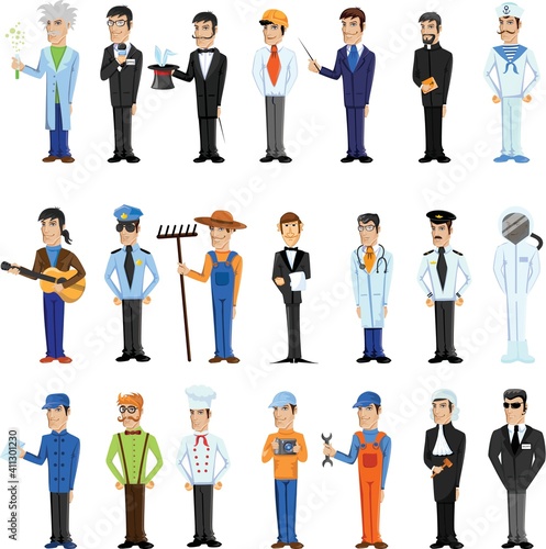 Cartoon vector characters of different professions