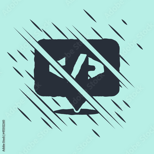 Black Web design and front end development icon isolated on green background. Glitch style. Vector.