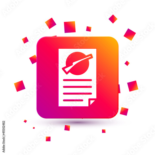 White Firearms license certificate icon isolated on white background. Weapon permit. Square color button. Vector.