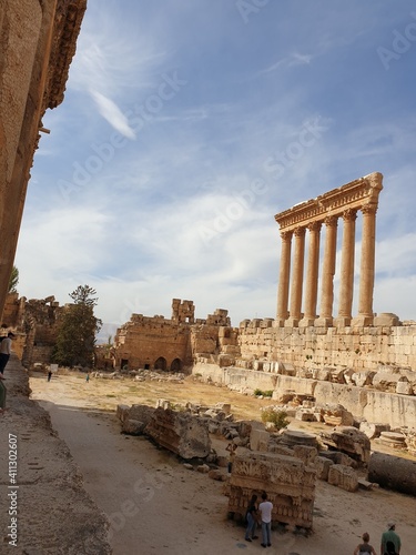 Baalbek, Lebanon - October 2020: Historic temple and monument in Baalback Bekaa area. A Phoenician city where a triad of deities was worshipped, was known as Heliopolis during the Hellenistic period. photo