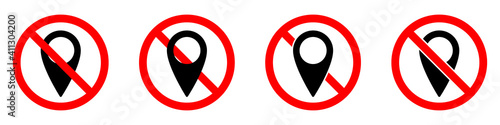 No GPS icon. Map pointer ban icon. Award is prohibited. Vector icons set. Free Download No GPS icon. Map pointer ban icon. Award is prohibited. Vector icons set. - GFXLoad