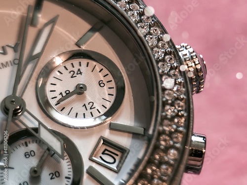 Obraz na plátně Fashion watch with chronograph and rhinestones
