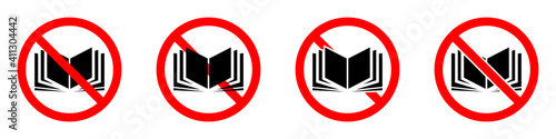 No book icons set. Vector illustration. Reading of books is prohibited