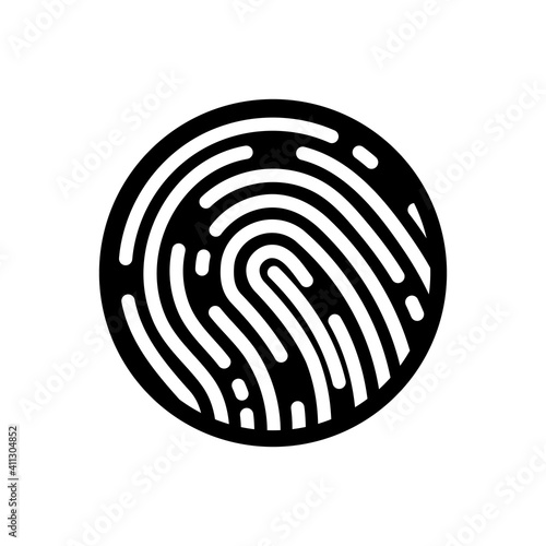 Fingerprint icon. Black thumbprint icon. Vector illustration