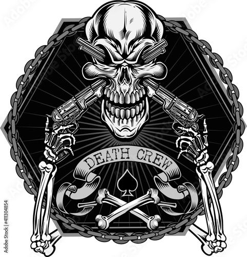 Skull and crossed guns