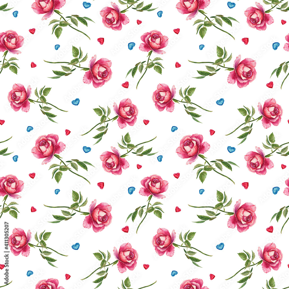 custom made wallpaper toronto digitalPink rose pattern Watercolor seamless floral background