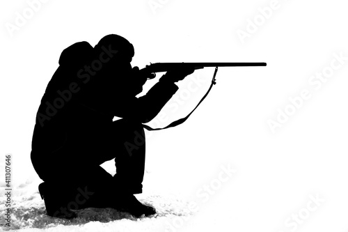 Foto black silhouette of a man firing a gun