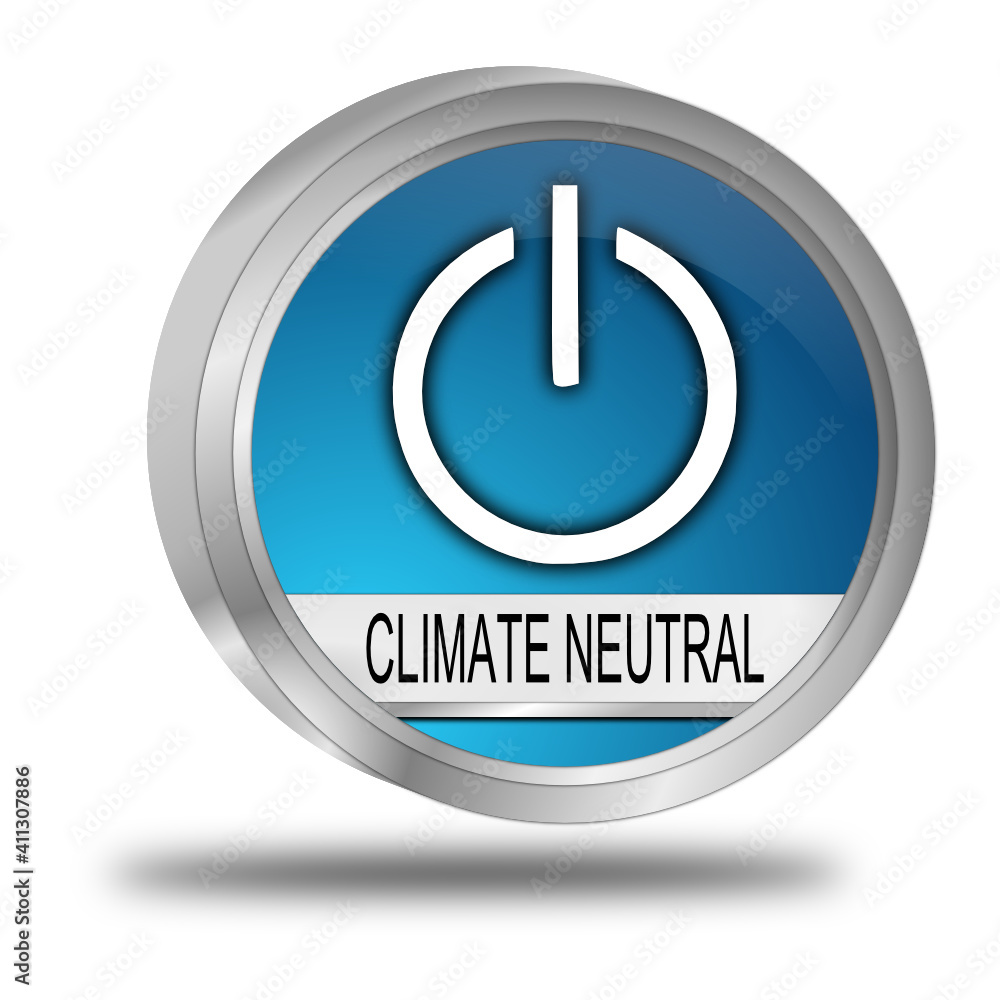 Climate neutral Button - 3D illustration Climate neutral Button - 3D illustration