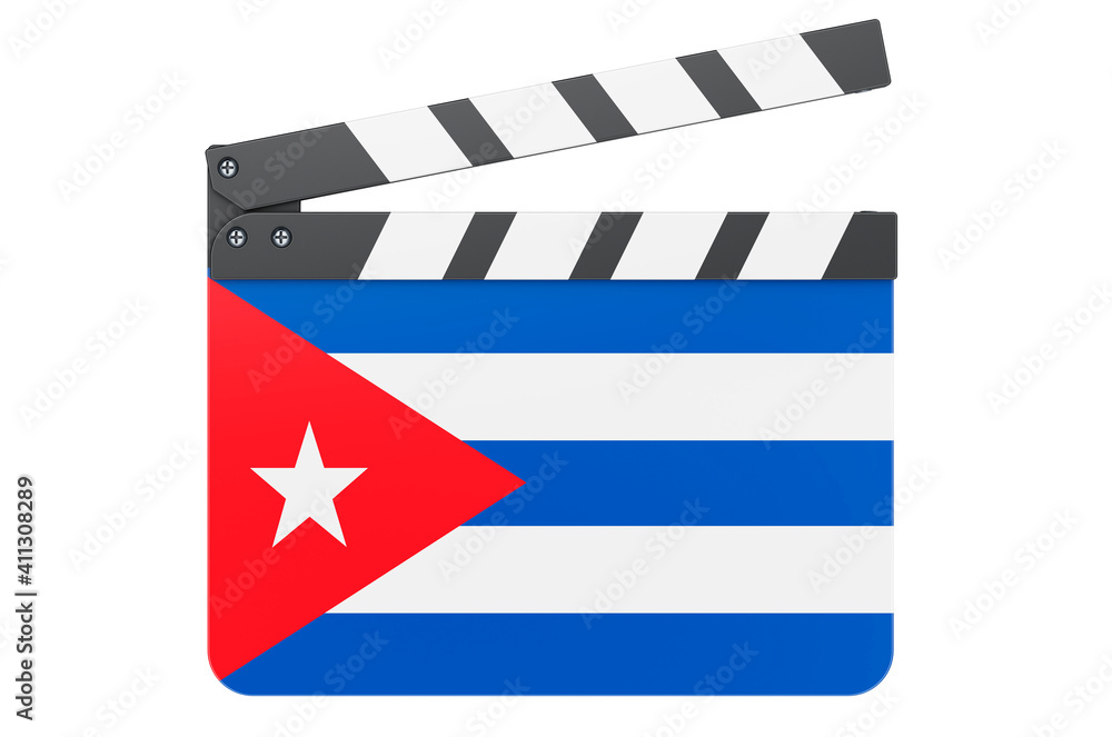 Movie clapperboard with Cuban flag, film industry concept. 3D rendering