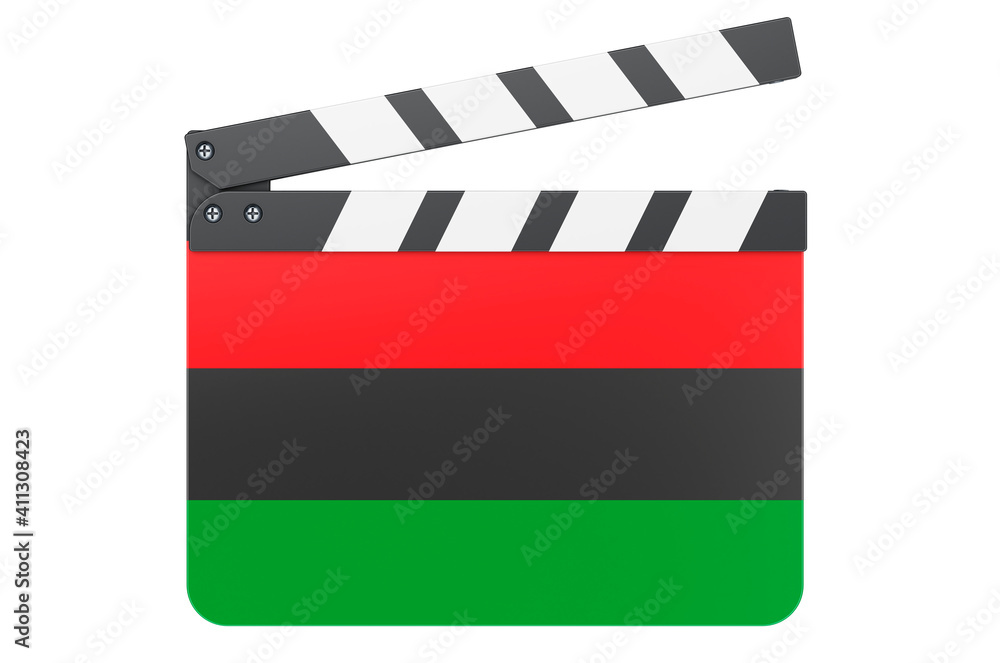 Movie clapperboard with Juneteenth flag, 3D rendering