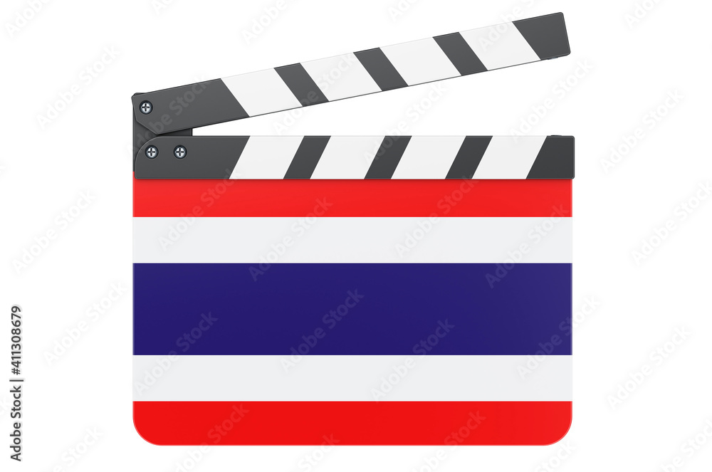 Movie clapperboard with Thailand flag, film industry concept. 3D rendering
