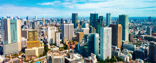 Aerial view of the Toranomon, Tokyo skyline in the morning photo