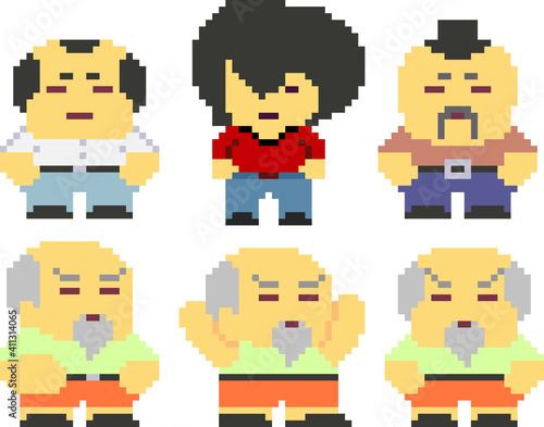 Set of pixel characters in art style