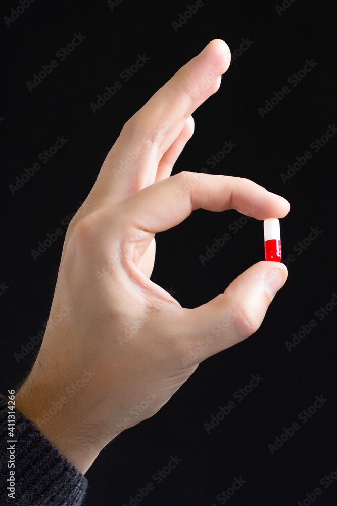Okay OK finger gesture and pill (medicine capsule) Okay OK finger gesture and pill (medicine capsule)