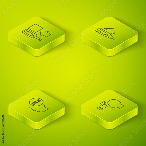 Set Isometric Digital thermometer, Medical, Checking body temperature and icon. Vector.