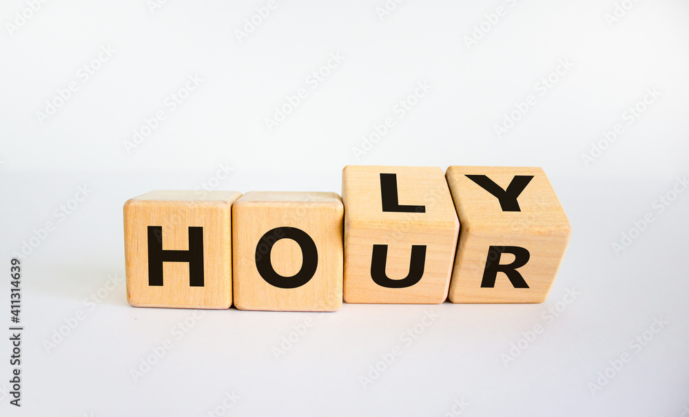 Holy hour symbol. Turned wooden cubes with words holy hour. Beautiful white background, copy space. Religion and holy hour concept. Holy hour symbol. Turned wooden cubes with words holy hour. Beautiful white background, copy space. Religion and holy hour concept.