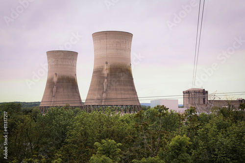 Old cooling towers at the Three Mile Island nuclear plant in  Harrisburg, PA. 