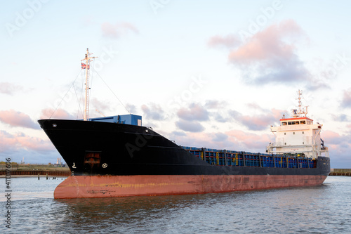 General cargo ship in a river 