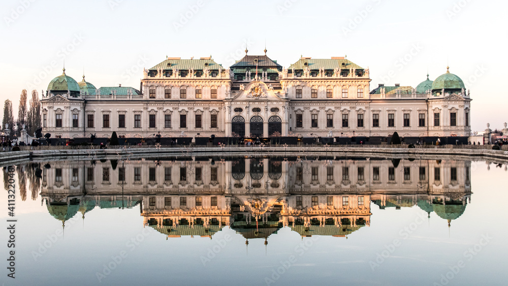 Belvedere palace and its reflection pool
