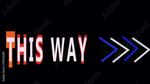 this way display board text animation on a black background