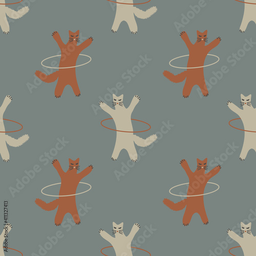 Cats with hula hoop