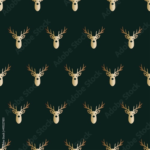 Seamless pattern golden deer hunting