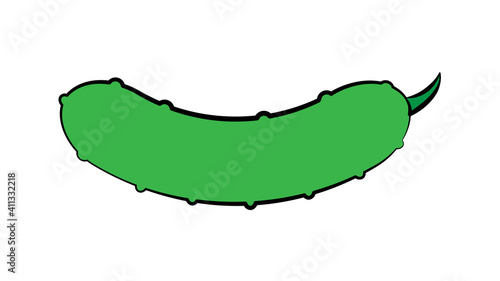 cucumber on a white background, illustration. green cucumber, fresh vegetable for salad. delicious product. farming, slimming vegetables