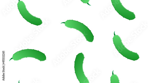 cucumber on a white background, illustration, pattern. green cucumber, fresh vegetable for salad. seamless illustration, wallpaper, stylish decor