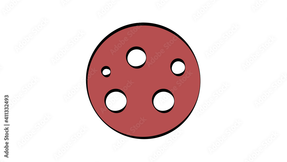 salami on white background, illustration. sausage with round pieces of bacon, pink delicacy. harmful fatty foods. sausage for a snack for lunch. fast food food salami on white background, illustration. sausage with round pieces of bacon, pink delicacy. harmful fatty foods. sausage for a snack for lunch. fast food food