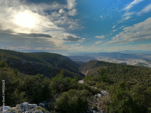 Panorama of Athens, Greece, on a bright day