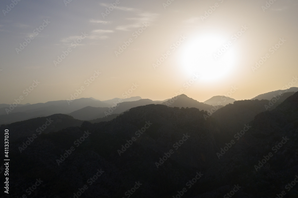 Landscape drone picture of the mountains in Mallorca Landscape drone picture of the mountains in Mallorca