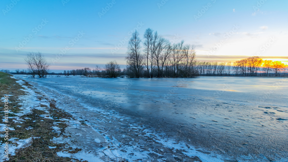 sunset over the Vistula River in the city of Plock sunset over the Vistula River in the city of Plock
