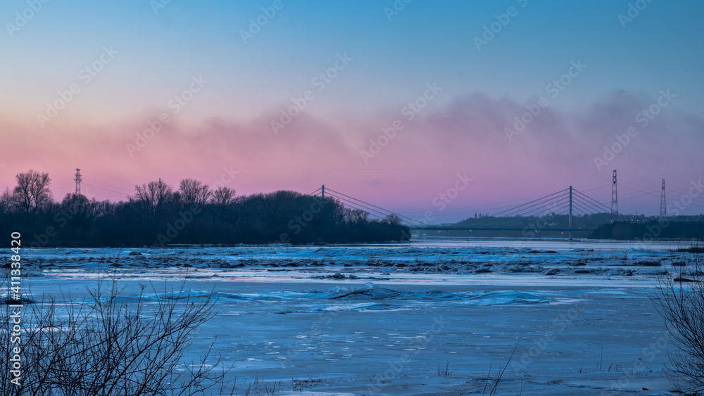 sunset over the Vistula River in the city of Plock sunset over the Vistula River in the city of Plock