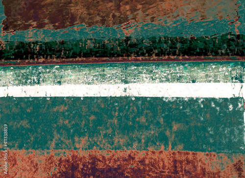 Bild auf Leinwand Landscape like abstraction of patterns in the side of a rusty boat