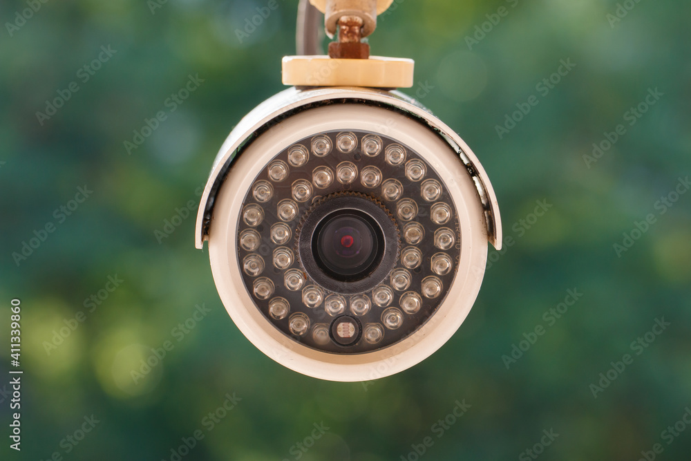 closeup of old cctv camera