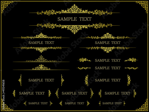 金色の洋風の見出し装飾フレームセット