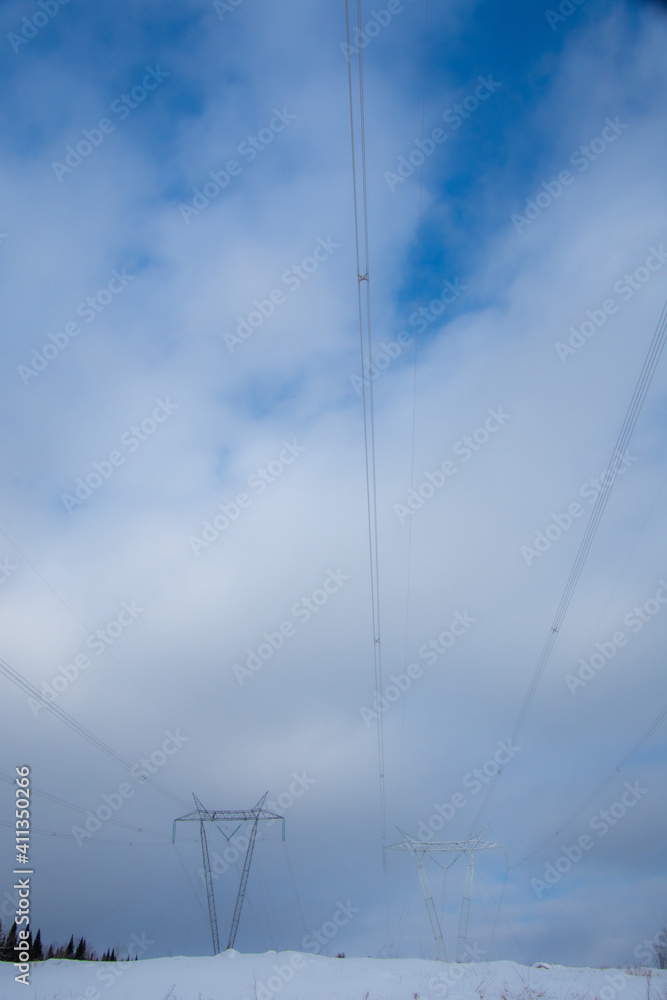 Electricity pylon under winter sky Electricity pylon under winter sky