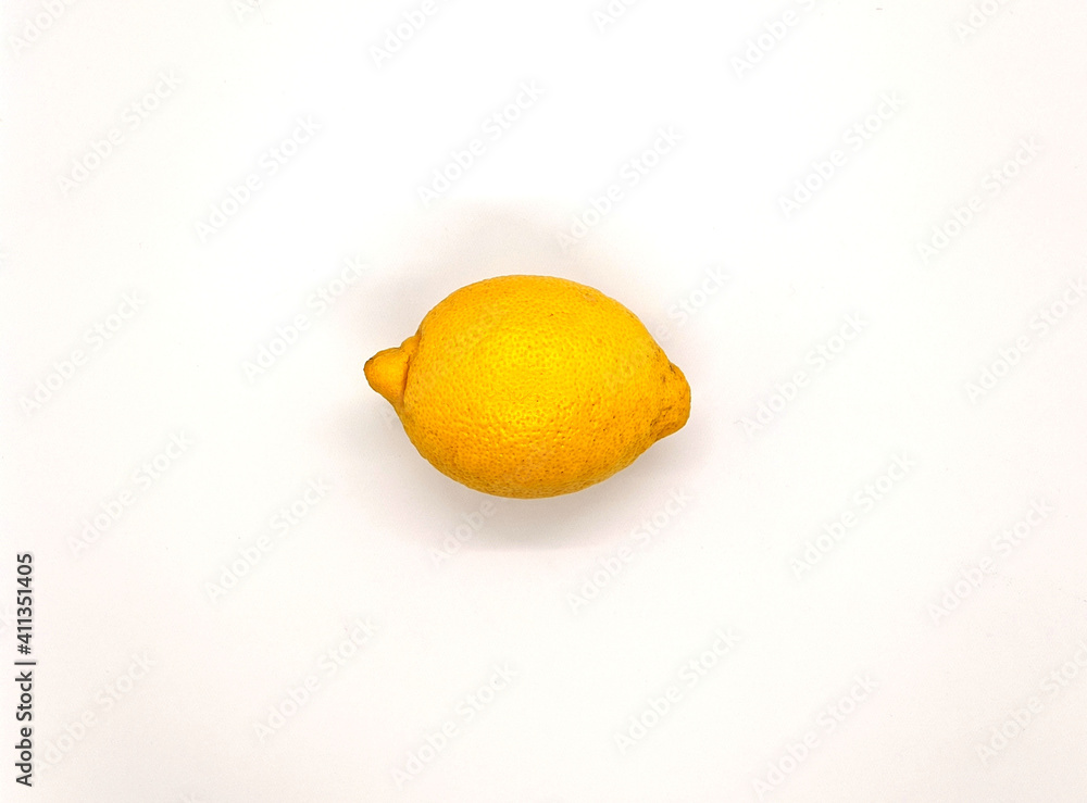 lemon. one lemon on a white background top view